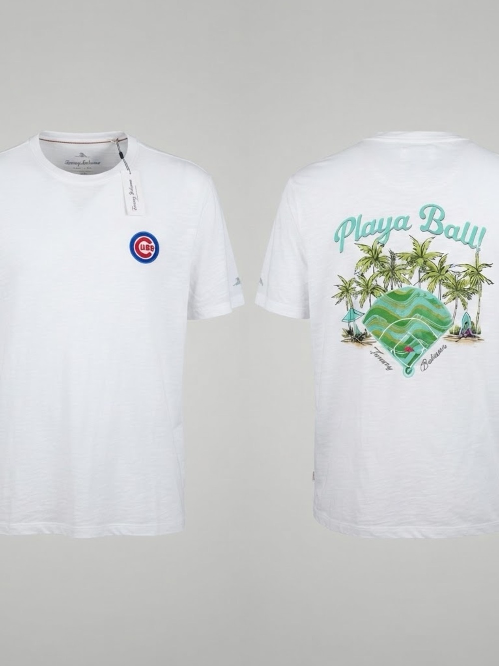 NWT Tommy Bahama Chicago Cubs Playa Ball T-Shirt Men’s L White MLB